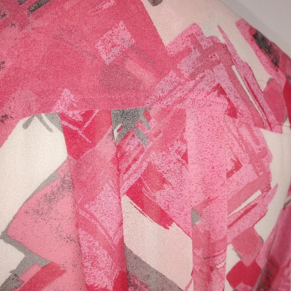 PINK WHITE AND GRAY SILK BLOUSE - Picture 8 of 9